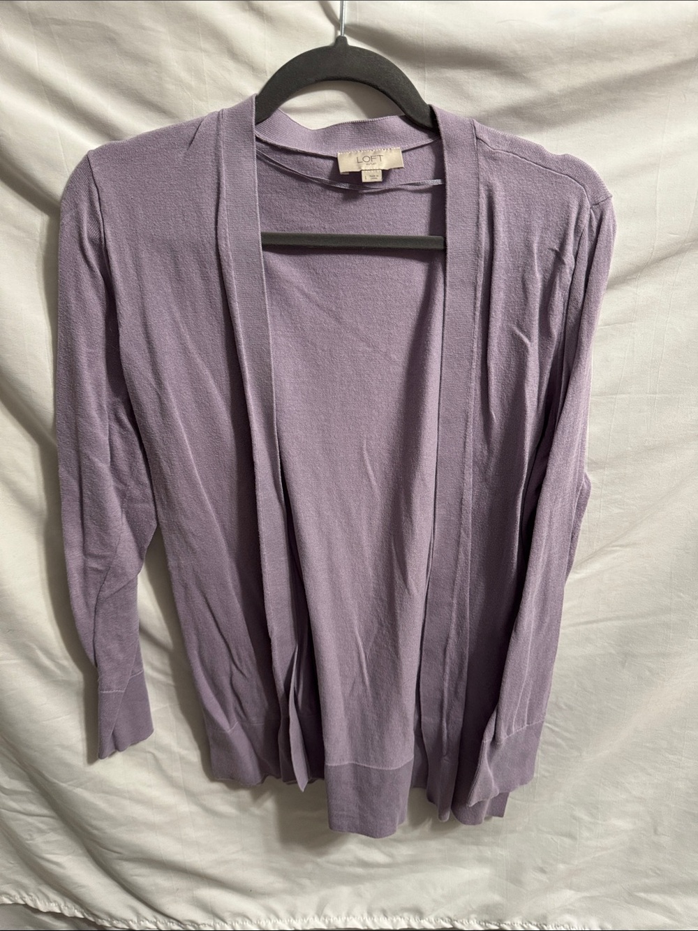 LOFT Lavender Open-Front Cardigan